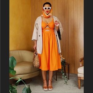 Fe Noel for Target Double Cut Out Midi Dress Orange
